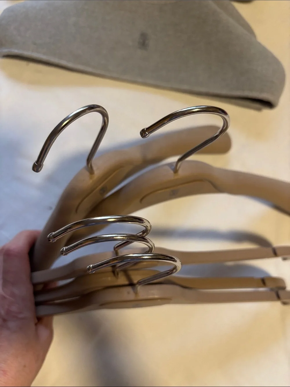 Brunello Cucinelli Taupe Hangers with Gray Velvet Shoulders